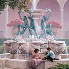 Схема вышивки «Дети у фонтана»