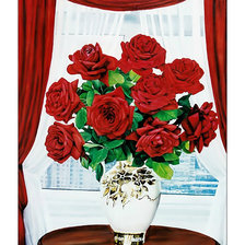 Схема вышивки «Букет красных роз.»