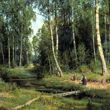 Схема вышивки «Иван Шишкин. Ручей в березовом лесу»