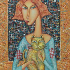 Схема вышивки «Портрет с кошкой. Дмитрий Сулимов»