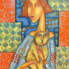 Схема вышивки «Портрет с кошкой 2. Дмитрий Сулимов»