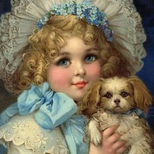 Схема вышивки «Девочка со щенком. Эмиль Вернон»