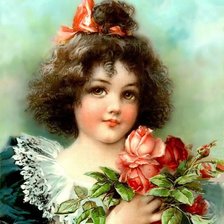 Схема вышивки «Девочка с розами. Эмиль Вернон»