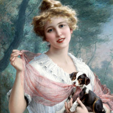 Оригинал схемы вышивки «Девушка со щенком. Эмиль Вернон» (№2104055)