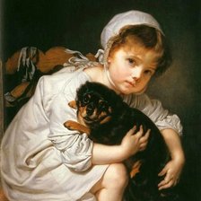 Схема вышивки «Девочка с собакой. Тропинин»