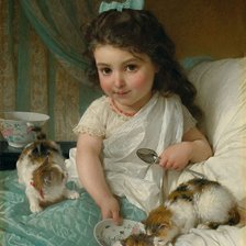 Оригинал схемы вышивки «Девочка с котятами. Эмиль Мунье» (№2106757)