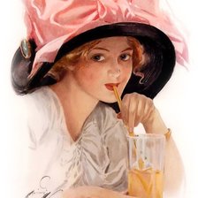 Схема вышивки «Дама в шляпе. Харрисон Фишер»