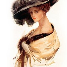Схема вышивки «Дама в шляпе. Харрисон Фишер»