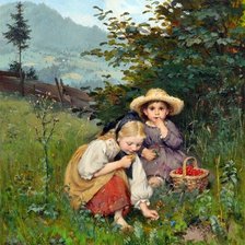 Дети, собирающие землянику. Schutze Wilhelm