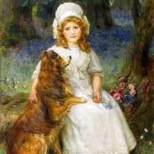 Схема вышивки «Девочка с собакой. Джордж Шеридан»