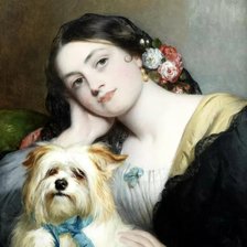 Схема вышивки «Девушка с собакой. Чарльз Бакстер»