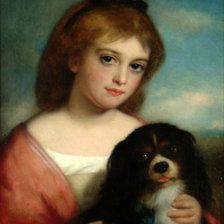 Схема вышивки «Девушка с собакой. Чарльз Бакстер»