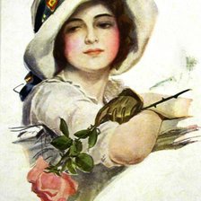 Схема вышивки «Дама с розой. Харрисон Фишер»