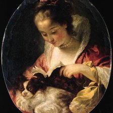 Схема вышивки «Габриэль-Франсуа Дуайен. Девушка с собачкой»