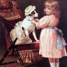 Схема вышивки «Девочка с собакой. Чарльз Бартон Барбер»