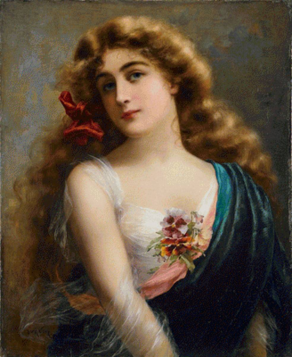 Портрет девушки. Эмиль Вернон - портрет, 19 век, живопись, девушка - предпросмотр