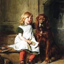 Схема вышивки «Девочка с собакой. Феликс Шлезингер»