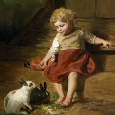 Оригинал схемы вышивки «Девочка с кроликами. Феликс Шлезингер» (№2121185)