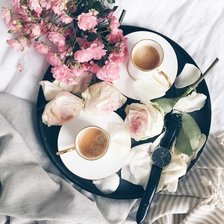 Схема вышивки «кофе и цветы»