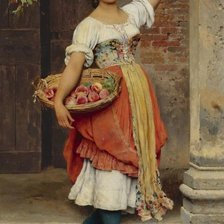Схема вышивки «итальянская девушка с фруктами»