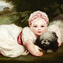 Схема вышивки «Ребёнок с собакой. Sir Joshua Reynolds»