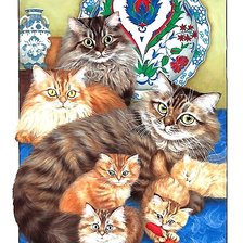 Схема вышивки «семья кошек»