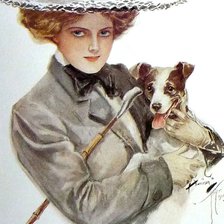 Оригинал схемы вышивки «Дама с собачкой. Харрисон Фишер» (№2128527)