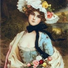 Схема вышивки «Дама с розами. Франсуа Мартин Кавель»