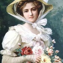 Схема вышивки «Дама с розами. Эмиль Вернон»