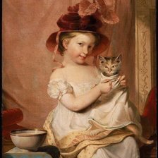 Схема вышивки «Сэмюэль Морзе. Девочка с котёнком»