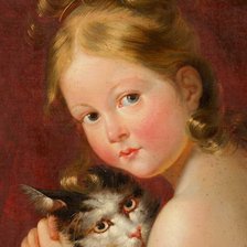 Схема вышивки «Девочка с кошкой. Мария-Элеонора Годфруа (Godefroid)»