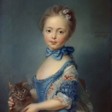 Схема вышивки «Девочка с кошкой. Жан-Батист Перронно»