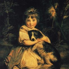 Схема вышивки «Джошуа Рейнольдс. Портрет Мисс Боулз с собакой»