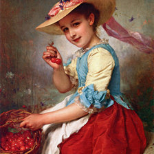Схема вышивки «Девочка с ягодами. Адольф Пиот»