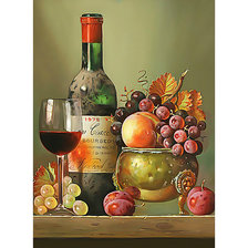 Схема вышивки «Натюрморт с вином и виноградом.»