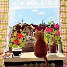 Схема вышивки «кот на окне»