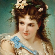 Оригинал схемы вышивки «Joseph Nicolas Hippolyte. Девушка с цветами в волосах» (№2154436)