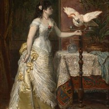 Схема вышивки «Дама с попугаем. Herman Maurice Cossmann»