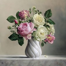 Схема вышивки «Розы в белой вазе»