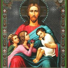 Схема вышивки «Икона Иисуса Христа "Благословение детей"»