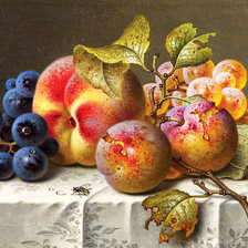 Оригинал схемы вышивки «Персик, виноград и сливы» (№2171937)