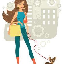 Схема вышивки «Девушка с собакой»