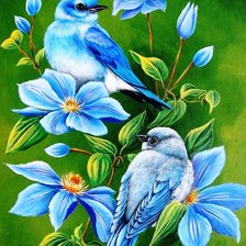 Схема вышивки «Синяя птица счастья»