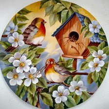 Схема вышивки «Птицы у гнезда»