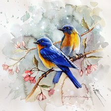 Схема вышивки «Птички на цветах»