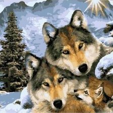 Оригинал схемы вышивки «семья волков» (№2192831)