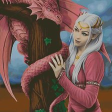 Схема вышивки «девушка с драконом»