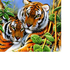 Оригинал схемы вышивки «два тигра» (№2214063)