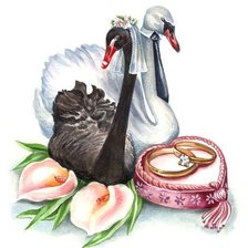 Оригинал схемы вышивки «Пара лебедей» (№2223109)