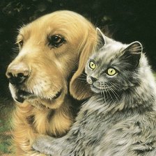 Схема вышивки «собака и кошка»